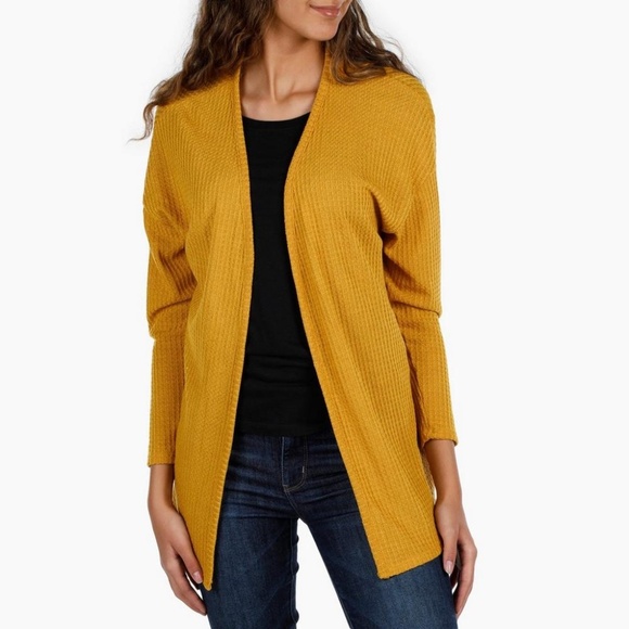Moralfiber Mustard Yellow Open Cardigan 